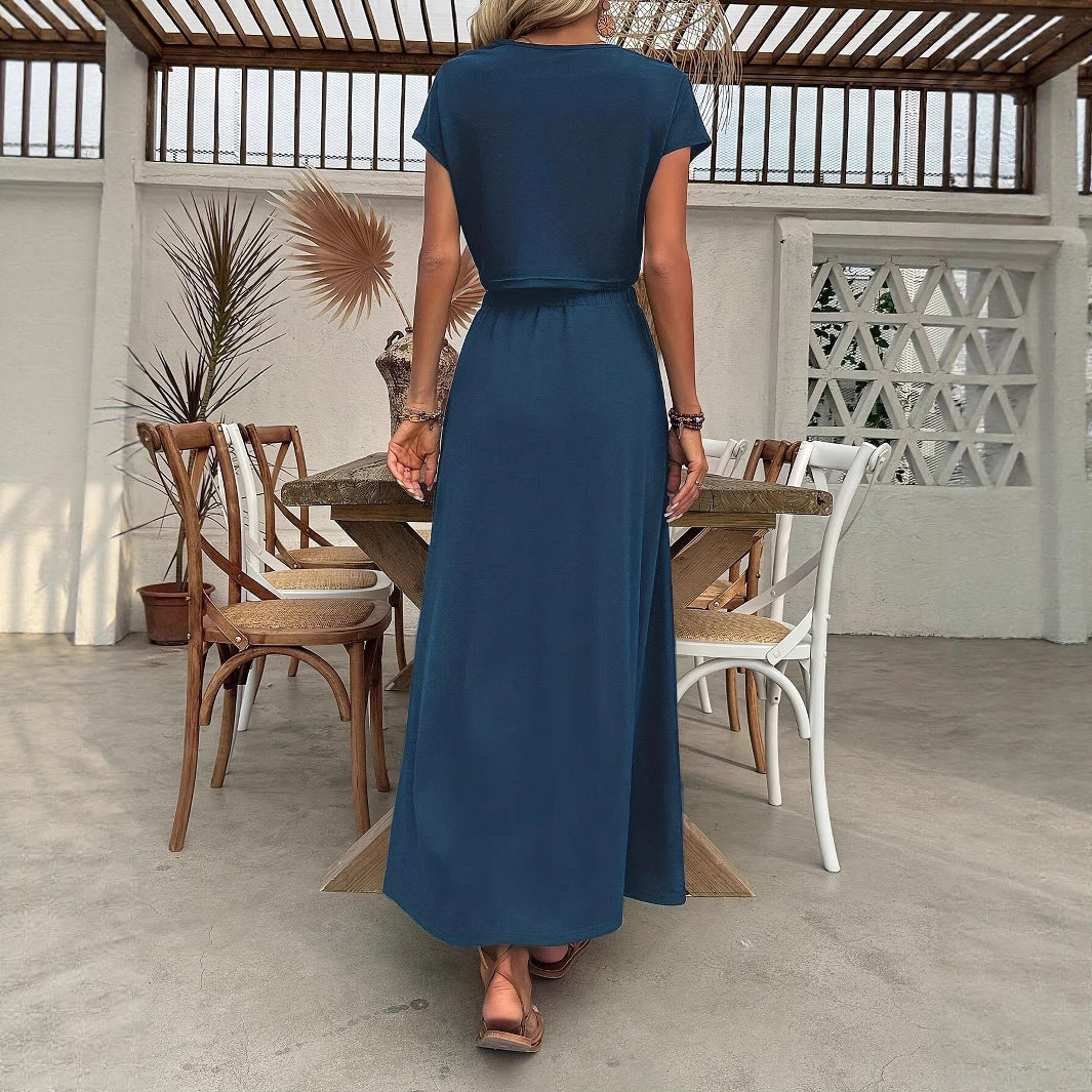 Women’s set with crop top and elegant maxi skirt Lune London