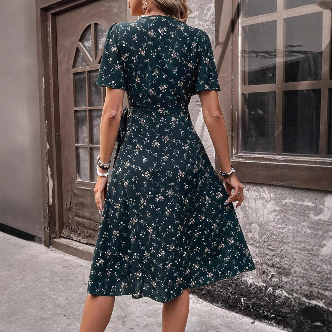 Lune London Elegant Floral Wrap Dress for Ladies