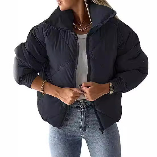 Ladies thermal insulated quilted jacket with high collar and elastic cuffs Lune London