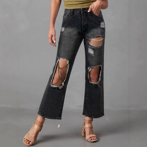 Women's distressed Mom Jeans with trendy cut-out details Lune London