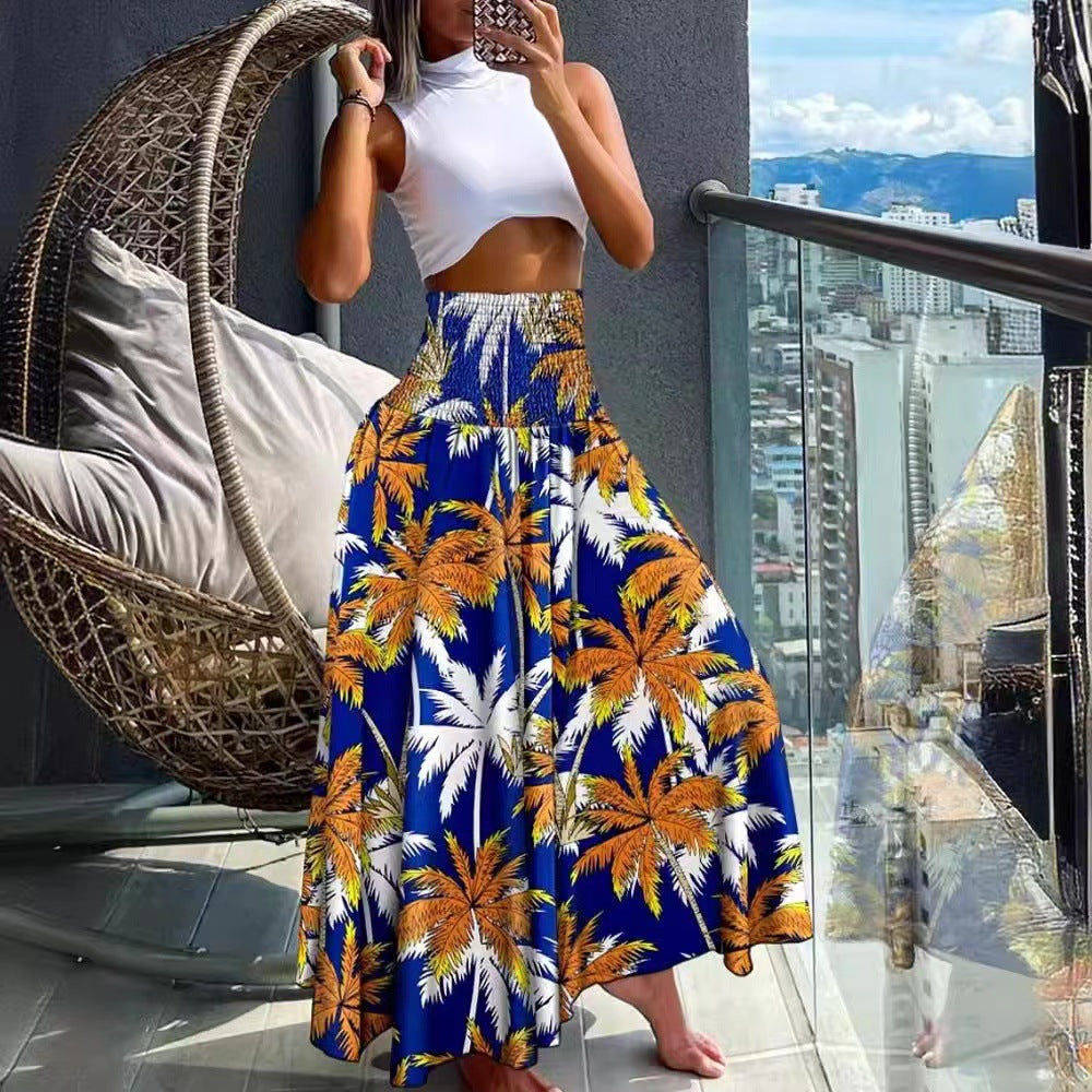 Maxi skirt with tropical print for women Lune London