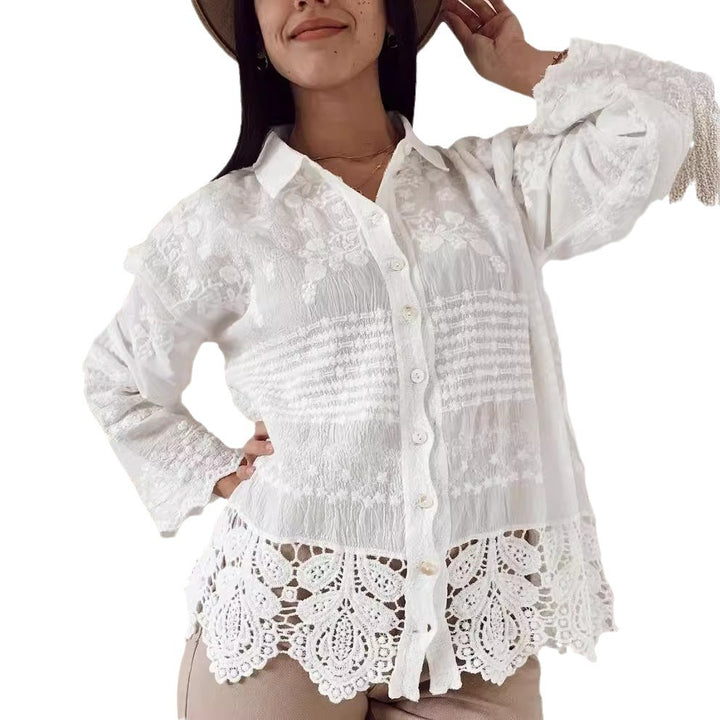 Blouse pour femmes avec broderies florales et dentelle décorative Chic & Stil