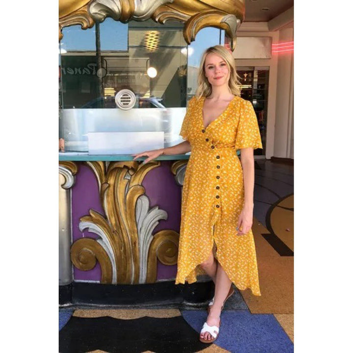 Robe maxi femme avec motif floral et fermeture à boutons décontractée Chic & Stil