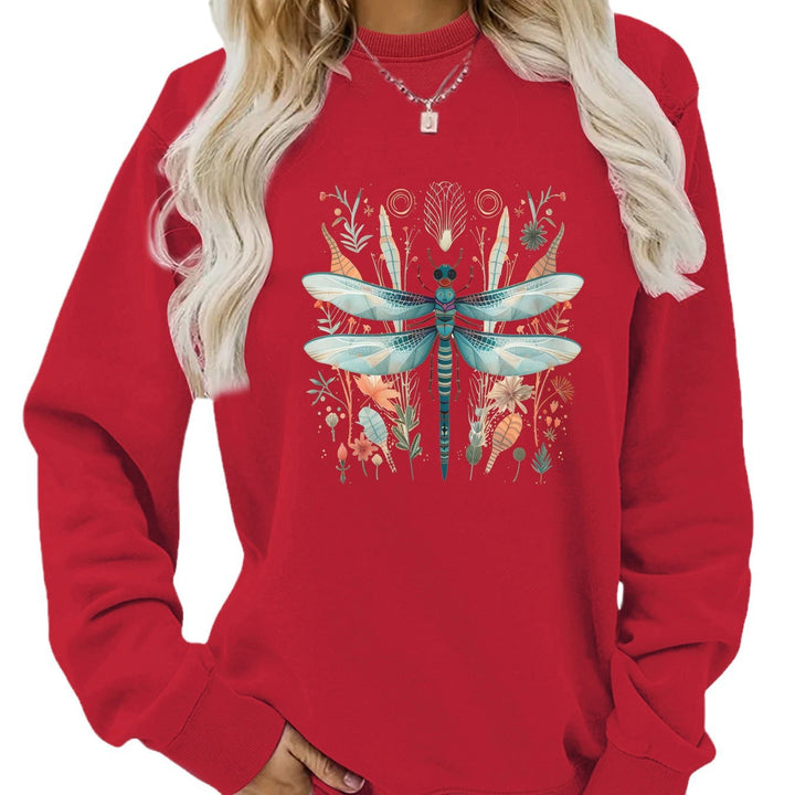 Sweat-shirt pour femmes avec impression de libellule unique et design botanique Chic & Stil