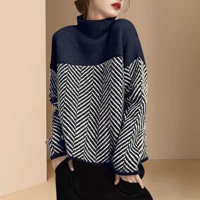 Comfortable knitted sweater for women with a trendy zigzag pattern Lune London