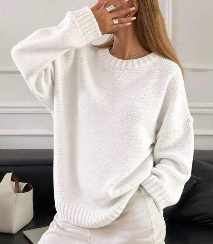 Women's casual oversized knit sweaters with round neck Lune London