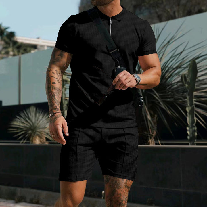 Men's polo shirt in structured fabric with practical side pockets Lune London