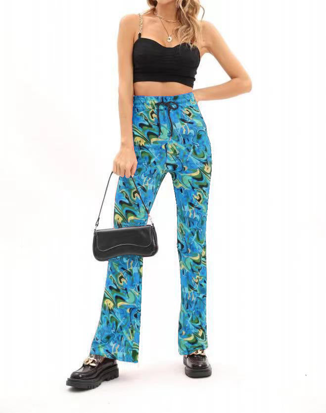 Modeflair women's pants with artistic pattern and elastic waistband Lune London