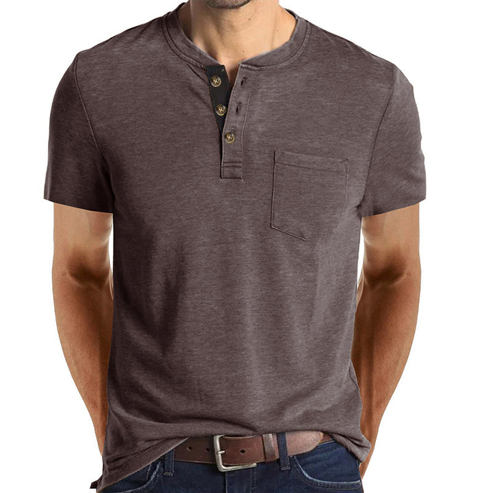 Lune London Short Sleeve Henley Shirt for Men with Pocket Detail