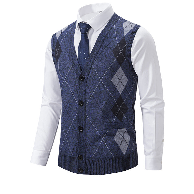 Lune London men's fashion knitted vest with checkered pattern
