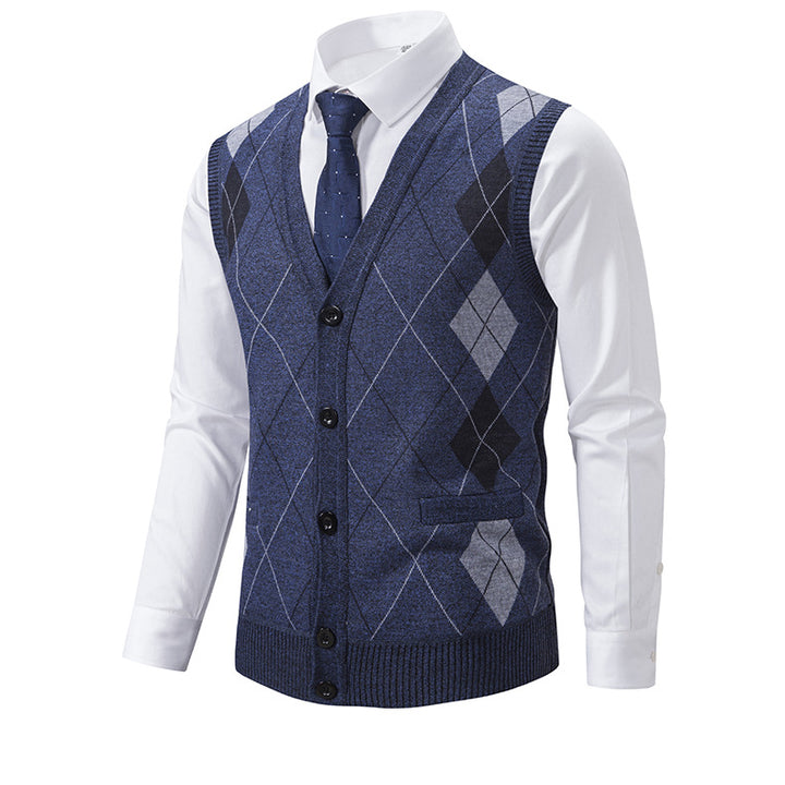 Lune London men's fashion knitted vest with checkered pattern