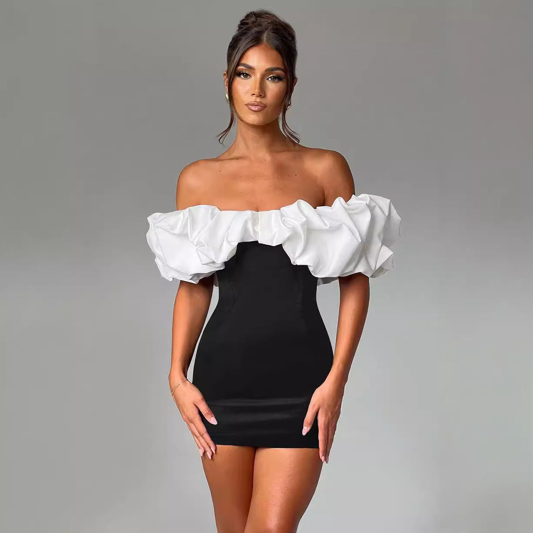 Ladies Elegant Slim Dress with Chic Ruffle Details and Style