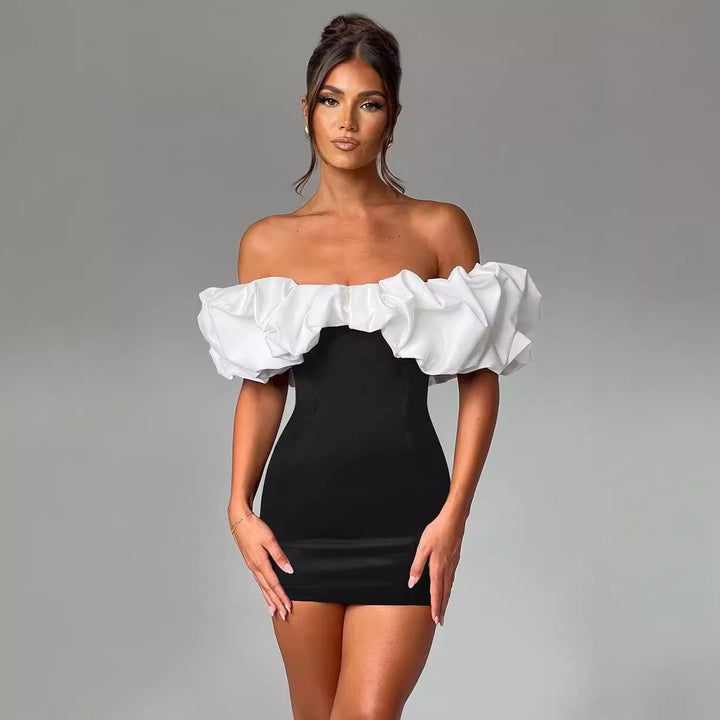 Ladies Elegant Slim Dress with Chic Ruffle Details and Style