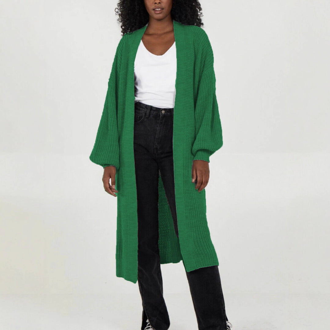 Ladies Long knit cardigan with voluminous sleeves and open cut Lune London