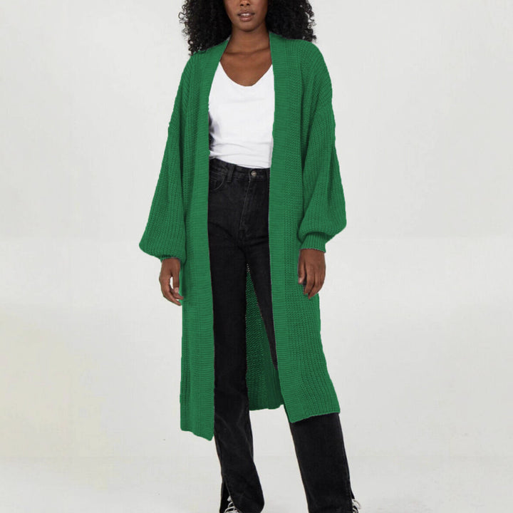 Ladies Long knit cardigan with voluminous sleeves and open cut Lune London