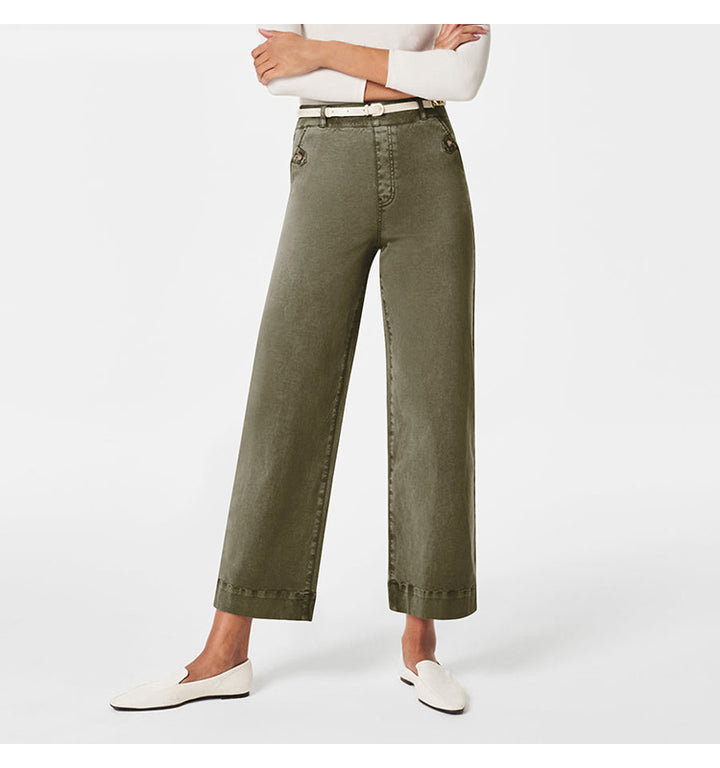 Women's Wide High-Waist Pants with Fashionable Button Details Lune London
