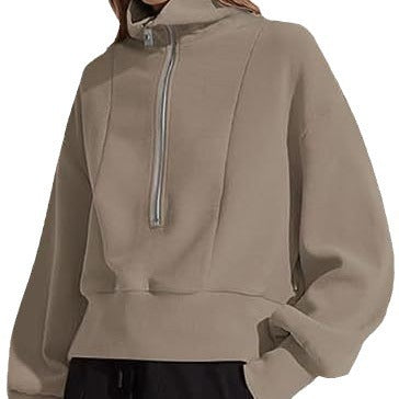 Pull-over zippé sportif pour femmes avec col montant Lune London