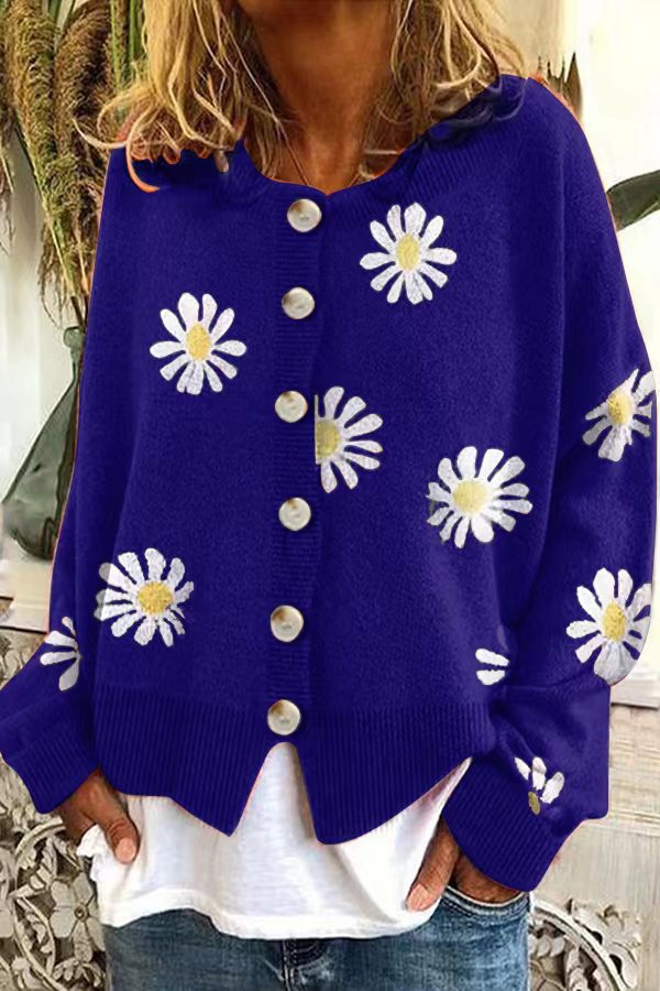 Colorful cotton sweater for women with floral pattern Lune London