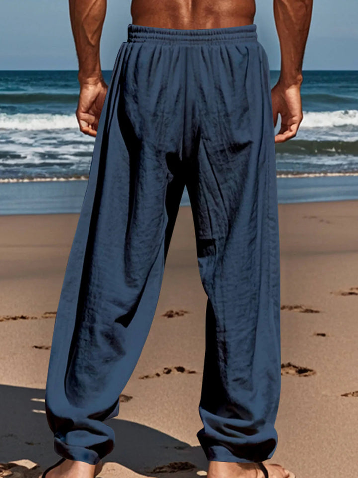 Casual linen pants for men with elastic waistband and side pockets Lune London