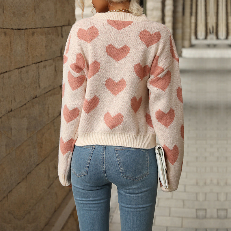 Knit sweater for women with heart-shaped pattern and relaxed fit Lune London