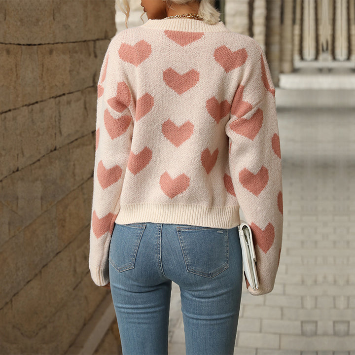 Knit sweater for women with heart-shaped pattern and relaxed fit Lune London