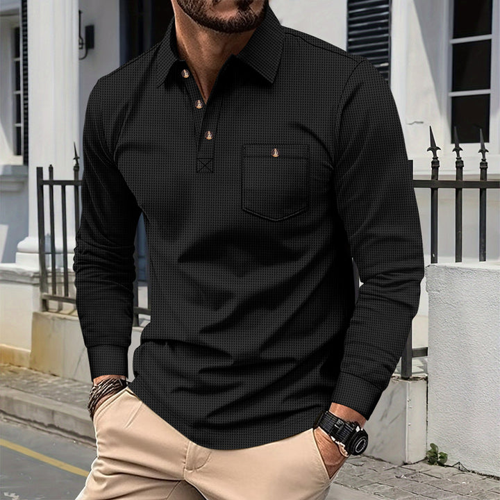 Polo shirt long sleeves for men with structured design Lune London
