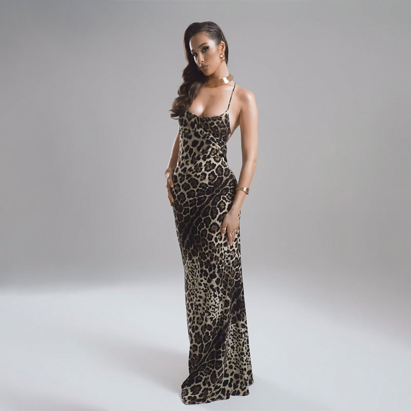 Ladies Chic and Stylish Maxi Nightgown Leopard Print