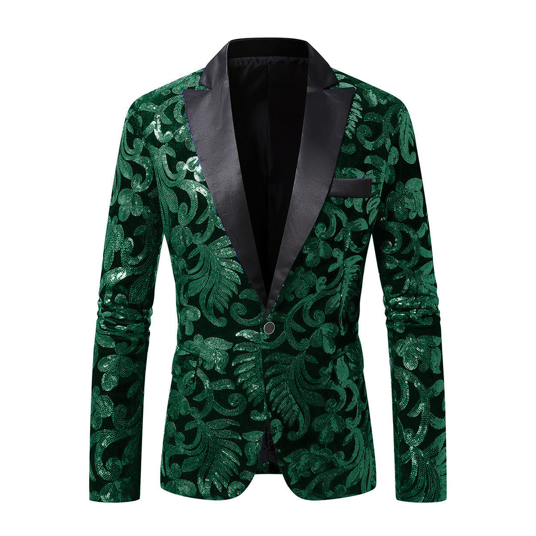 Men's Elegant Sequin Blazer In Luxurious Floral Design Lune London