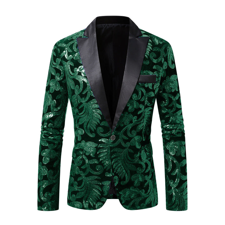 Men's Elegant Sequin Blazer In Luxurious Floral Design Lune London