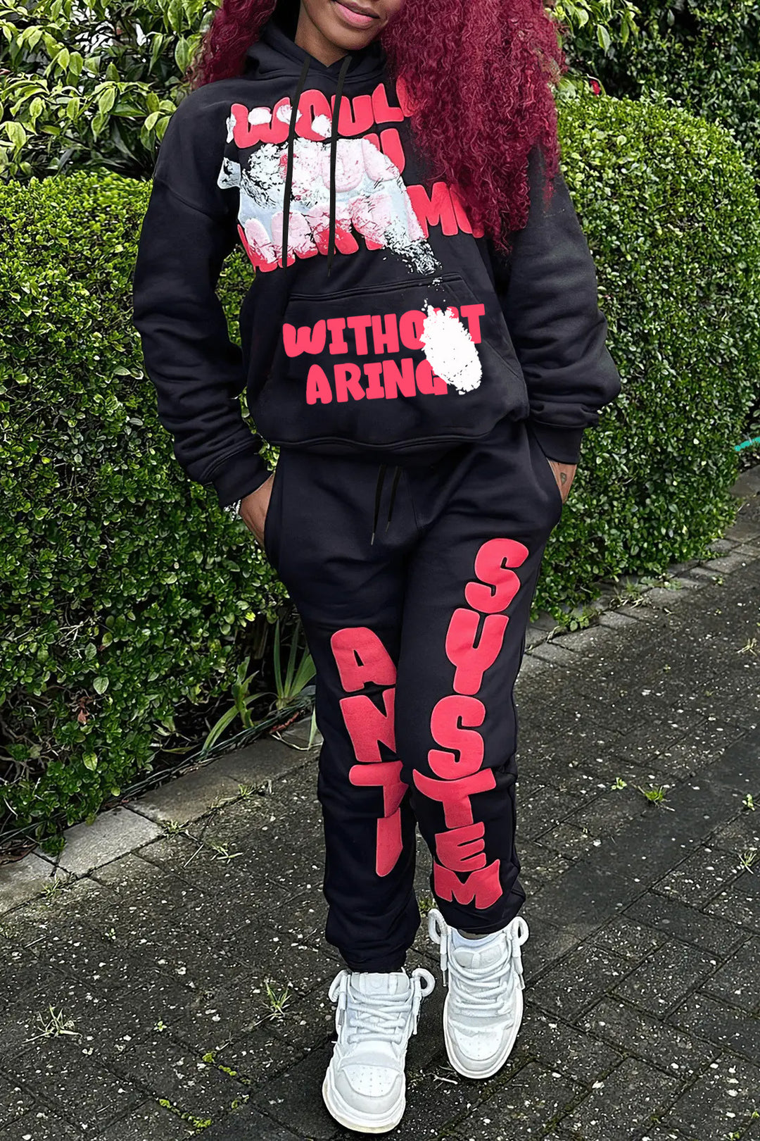 Women's hoodie and jogger pants set with striking lettering and comfortable fit Lune London