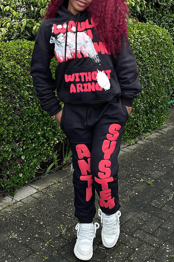 Women's hoodie and jogger pants set with striking lettering and comfortable fit Lune London