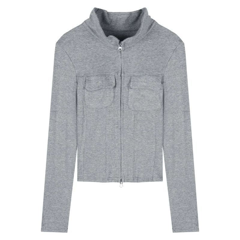 Ladies fitted longsleeve with zipper Chic & Stil