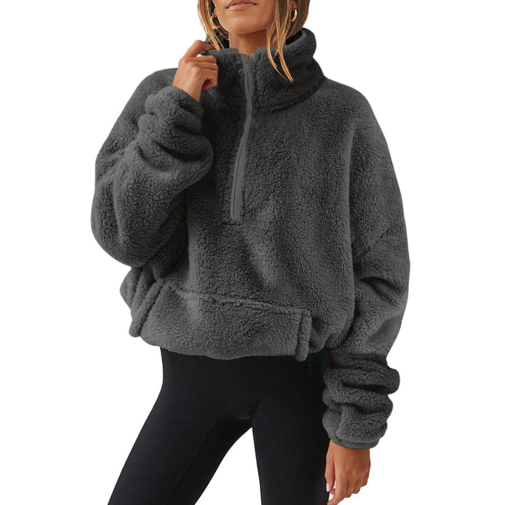 Ladies Cozy Fleece Sweater with High Collar and Zip Lune London