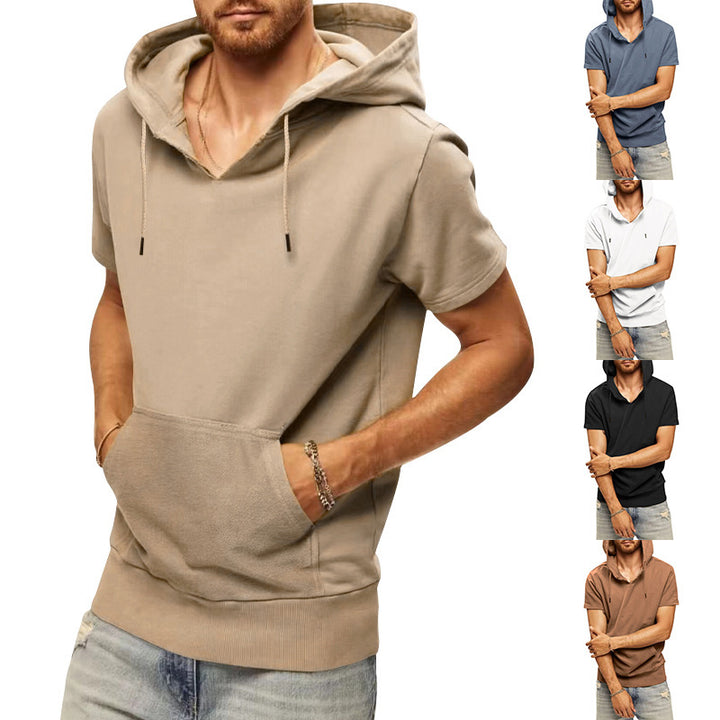 Men's Short Sleeve Hoodie with Practical Kangaroo Pocket Lune London