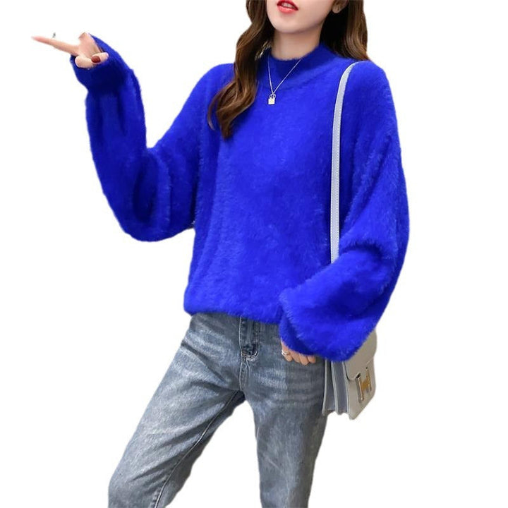 Women’S Fleece Turtleneck Sweater with Puff Sleeves and Textured Design Lune London