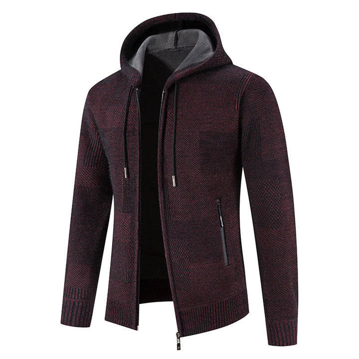 Men's knitted hoodie jacket with modern structural elements Lune London