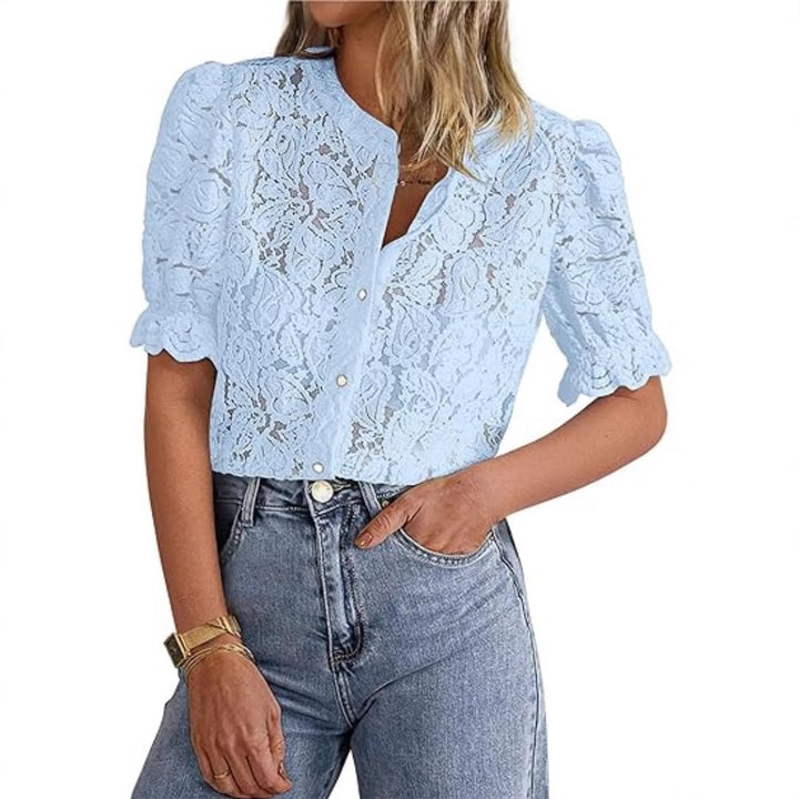 Lune London women's lace overlay blouse