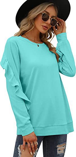 Women Casual Sweatshirt with Ruffled Sleeves Lune London