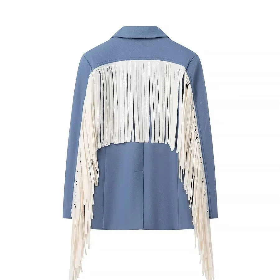 Veste blazer élégante pour femmes avec détails à franges Chic & Stil