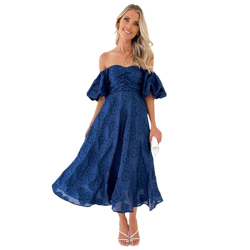 Chic & Stylish Floral Design Puff Sleeve Midi Dress for Women