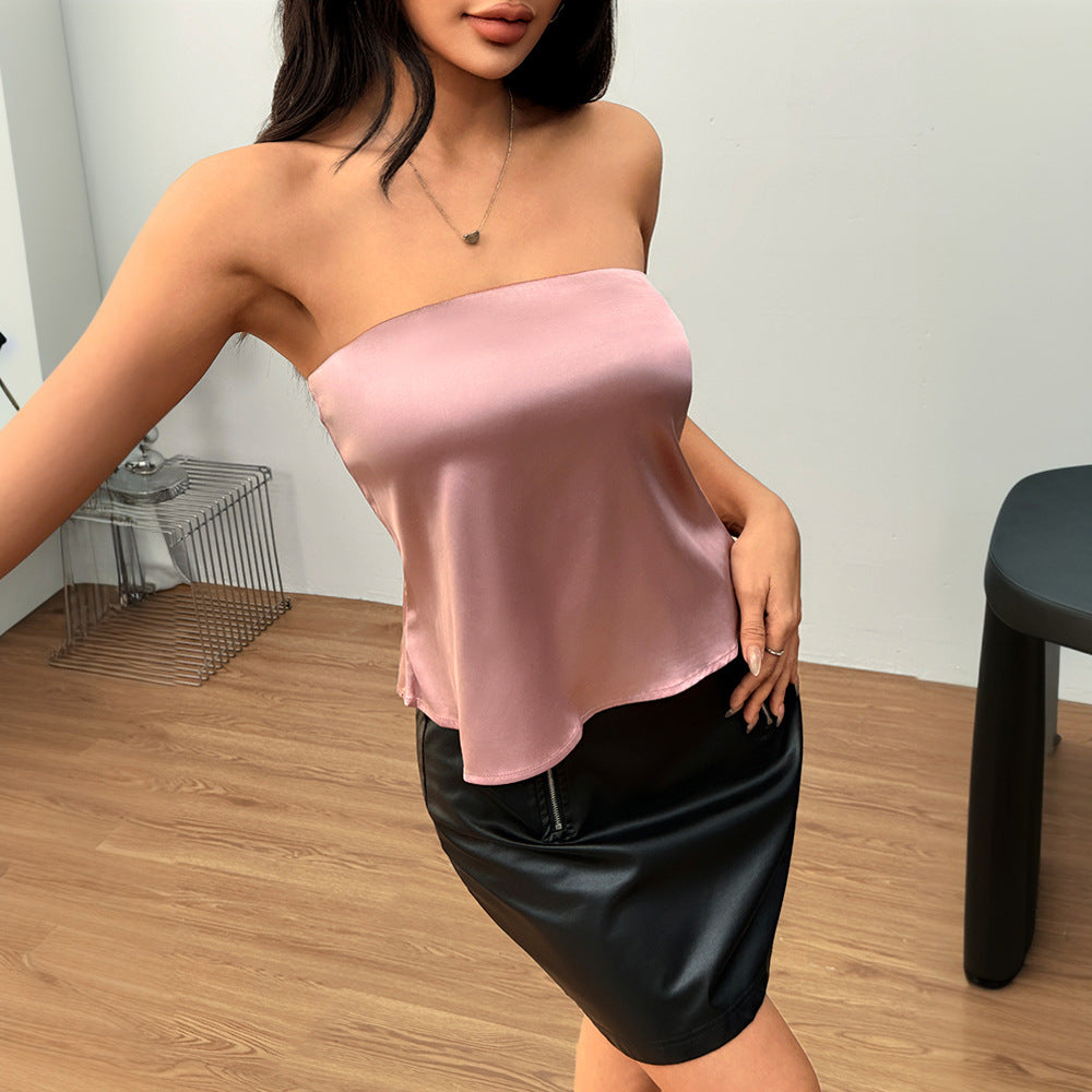 Top en chiffon sans bretelles pour femmes avec coupe fluide Chic & Stil