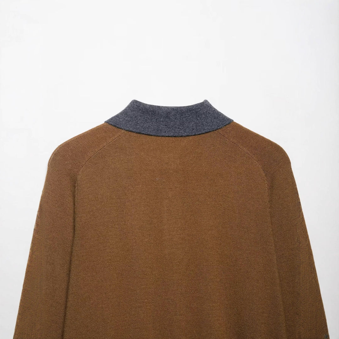 Women's sweater with classic polo collar and modern diamond pattern Lune London