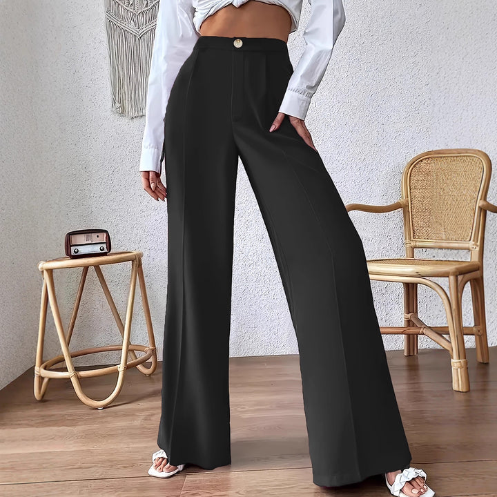 High-waisted Palazzo pants for women, with a fitted waist and discreet button detail Lune London