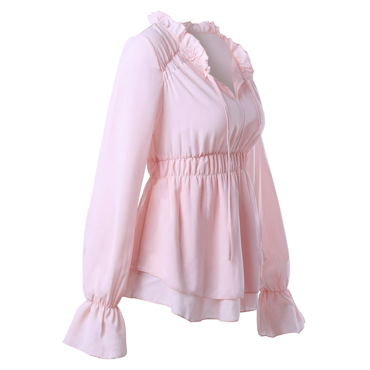 Ruffled blouse for women with elastic waist and long sleeves Lune London