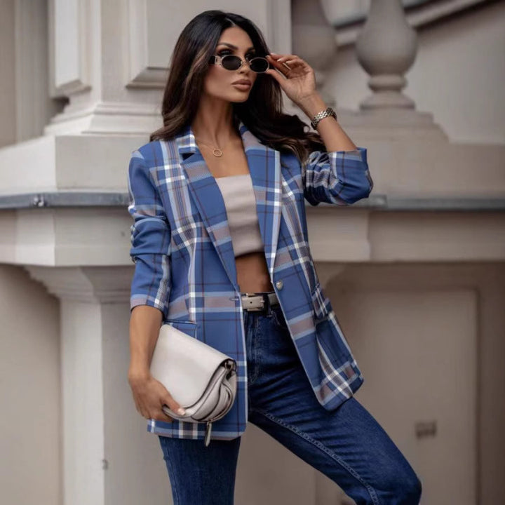 Plaid jacket for women with classic details Lune London