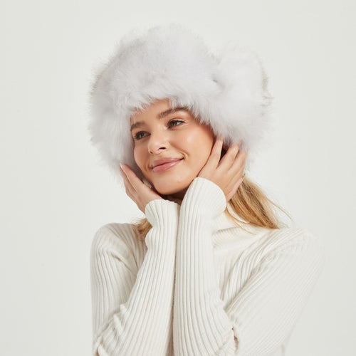 Ladies Fur Winter Hat with Animal Ears and Voluminous Design Lune London