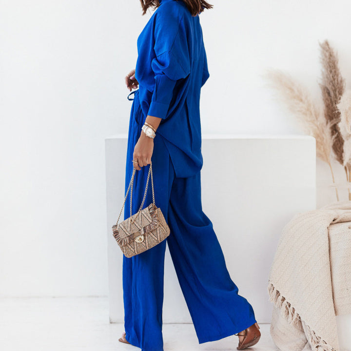 Ensemble décontracté femme deux pièces avec chemise douce et pantalon confortable Chic & Stil