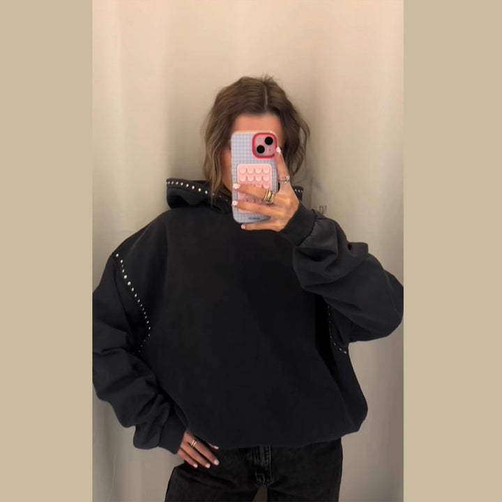 Sweat à capuche de mode pour femme avec décorations de clous élégantes Chic & Stil