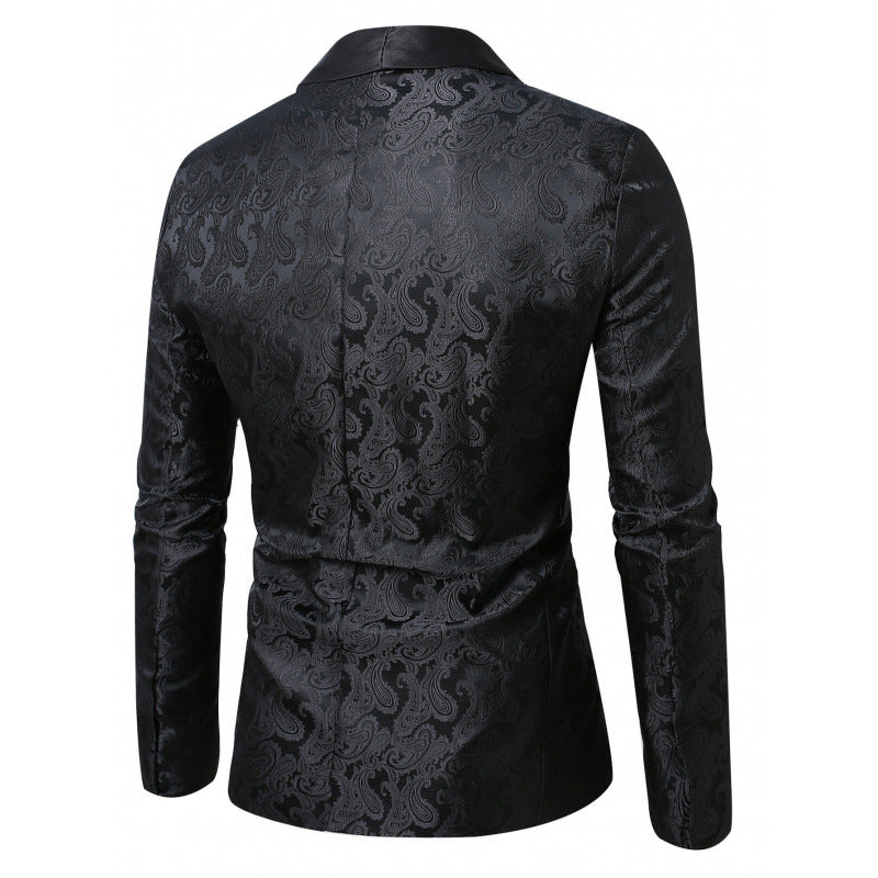 Luxury satin tuxedo blazer for men with floral jacquard pattern Lune London