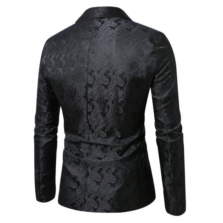 Luxury satin tuxedo blazer for men with floral jacquard pattern Lune London